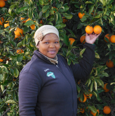 Zanele Mkokeli, supervisor at the grape and citrus-growing worker cooperative, Rietkloof Farm